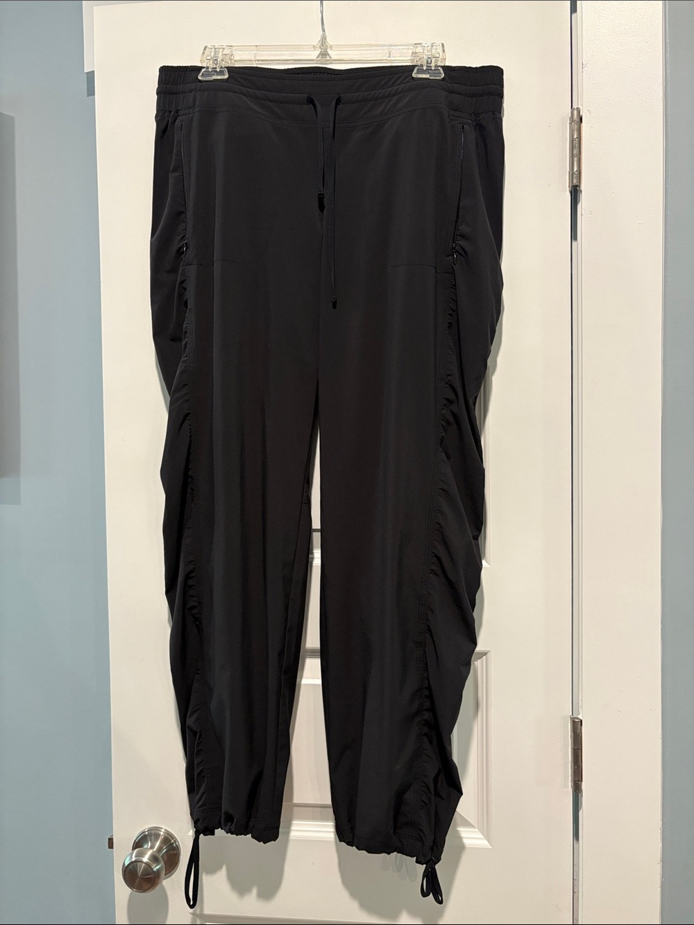 Athleta Black Ruched Track Joggers